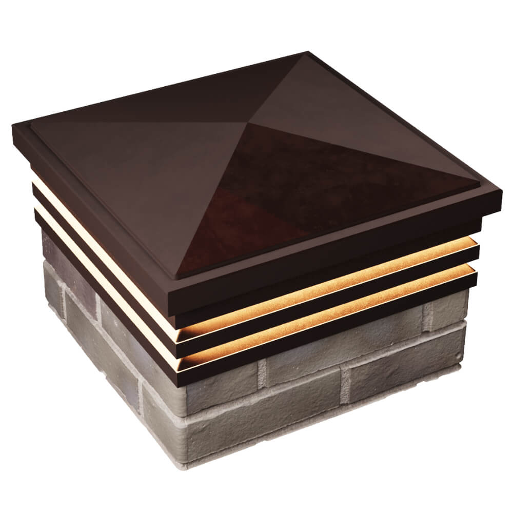 Колпак Zking Бона ХайТек Коричневый на столб 1.5х1.5 кирпича (385х385мм) с подсветкой в Артеме фото