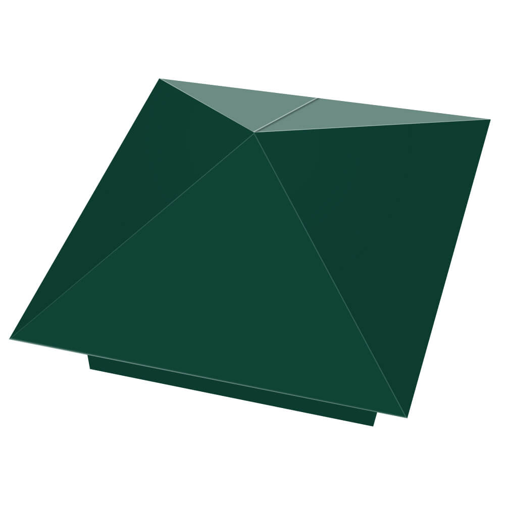 Колпак металлический 390х390мм RAL6005 Зеленый Мох заборный Артем фото