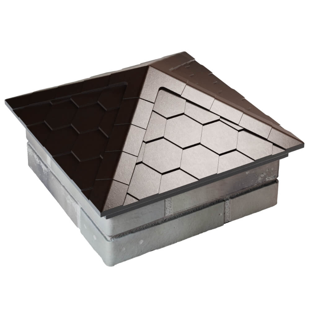 Колпак Zking Эверест Коричневый на столб 1.5х1.5 кирпича (390х390мм) в Артеме фото