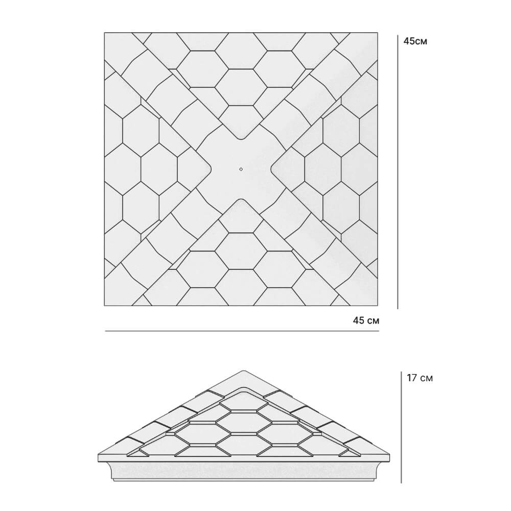 Колпак Zking Эверест Серый на столб 1.5х1.5 кирпича (390х390мм) в Артеме фото