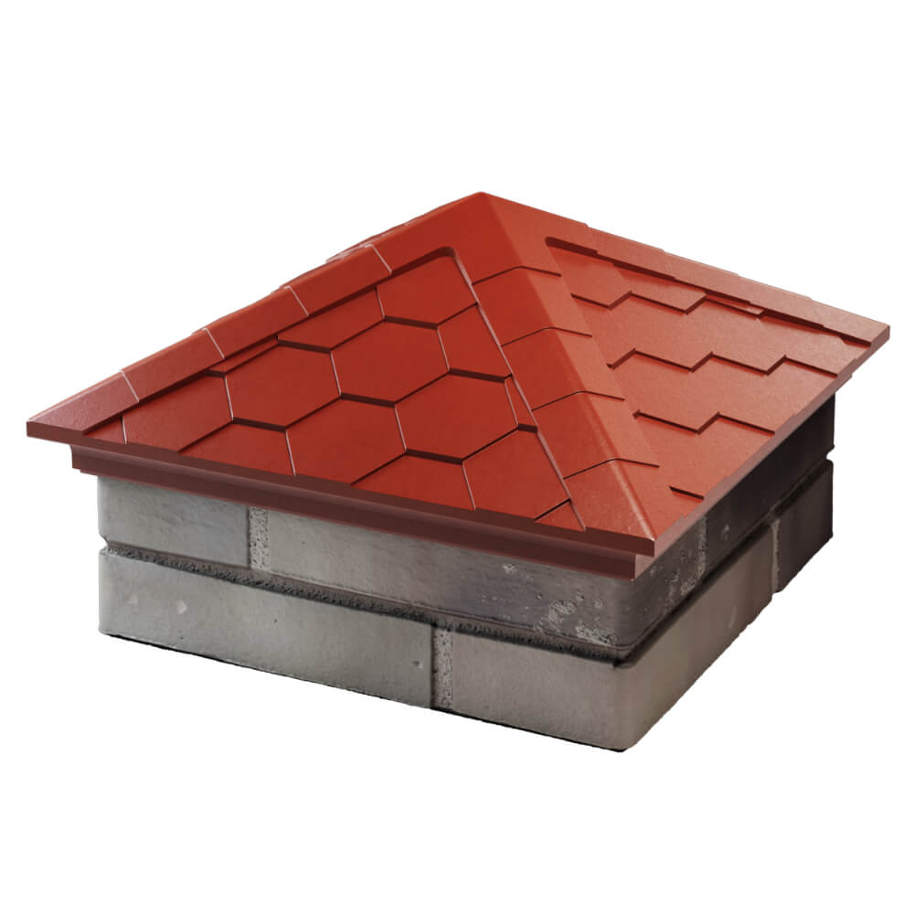 Колпак Zking Эверест Красный на столб 1.5х1.5 кирпича (390х390мм) в Артеме фото