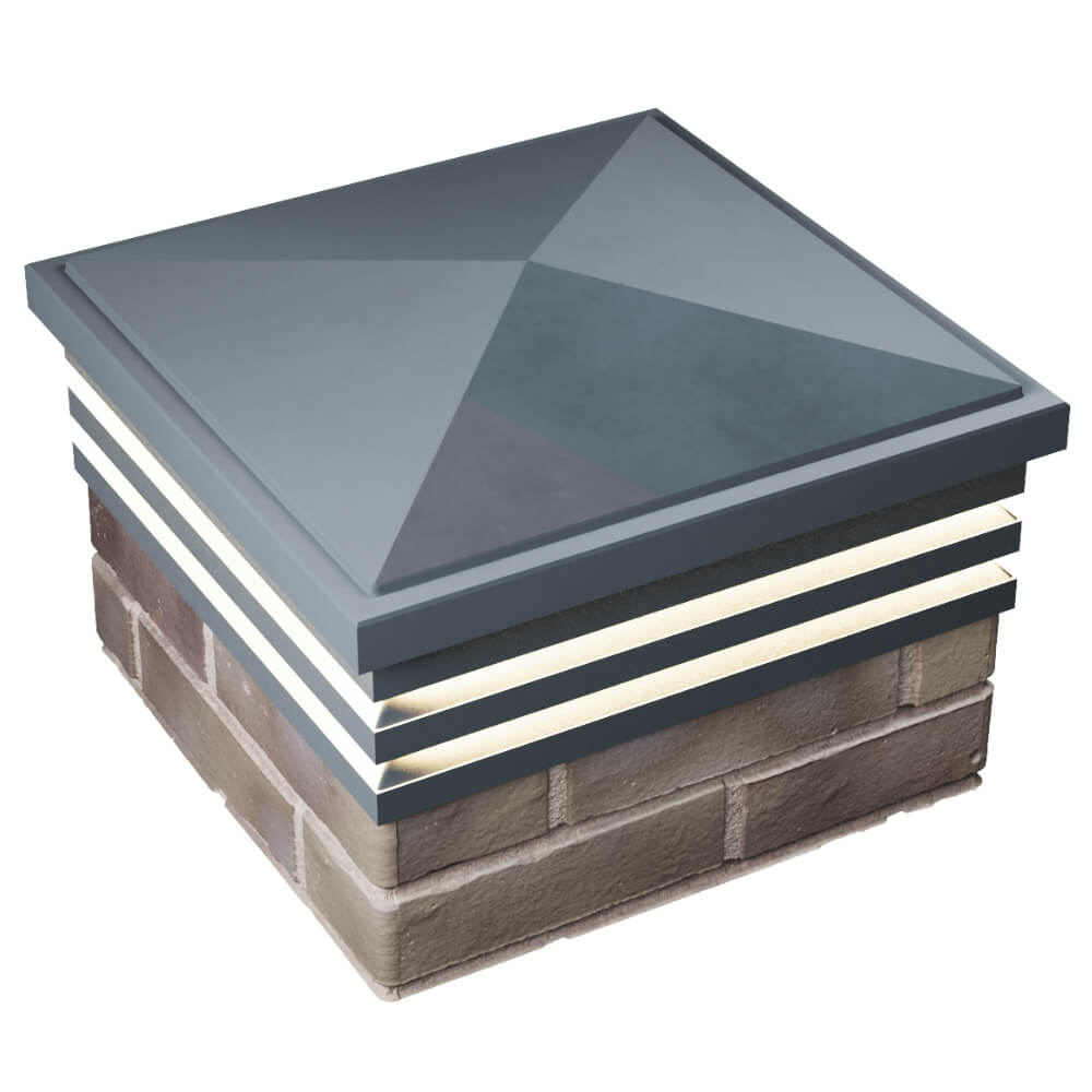 Колпак Zking Бона ХайТек Серый на столб 1.5х1.5 кирпича (385х385мм) с подсветкой в Артеме фото