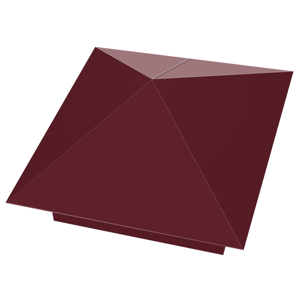 Колпак металлический 390х390мм RAL3005 Красное Вино заборный Артем фото