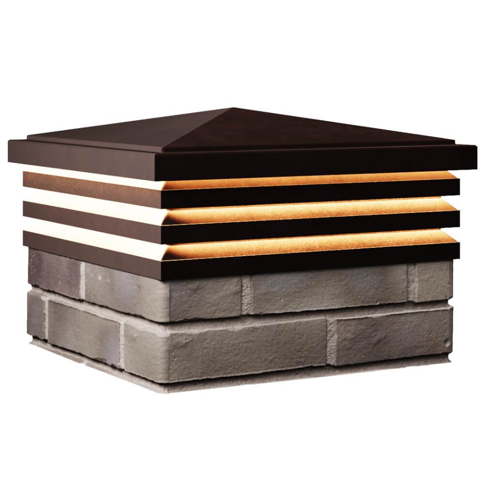 Колпак Zking Бона ХайТек Коричневый на столб 1.5х1.5 кирпича (385х385мм) с подсветкой в Артеме фото