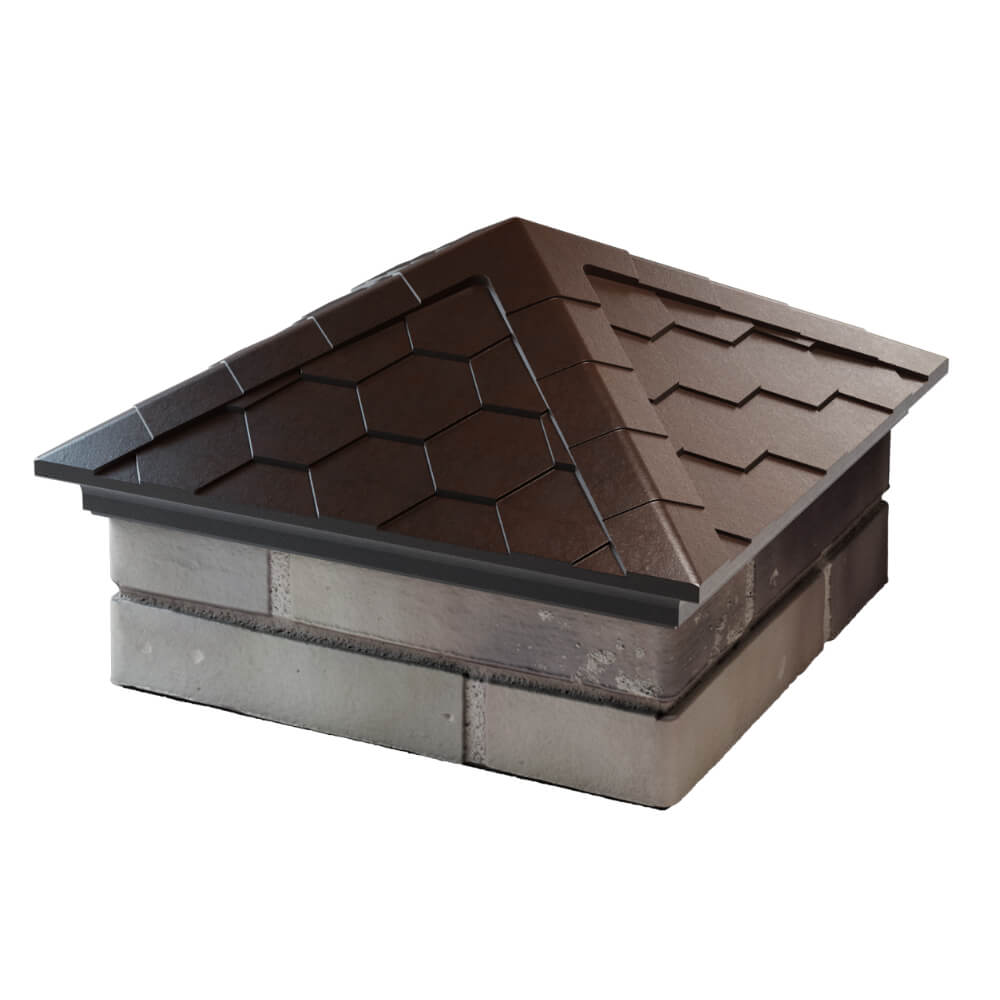 Колпак Zking Эверест Коричневый на столб 1.5х1.5 кирпича (390х390мм) в Артеме фото