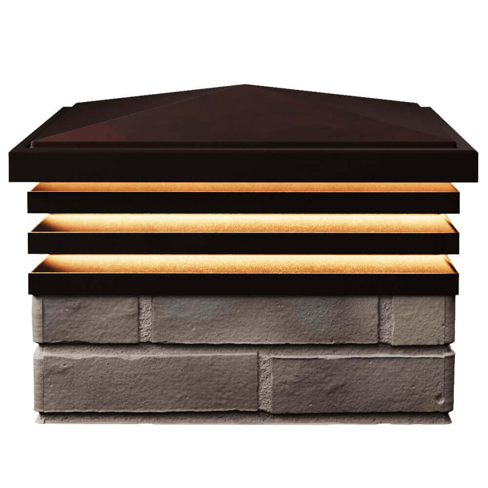 Колпак Zking Бона ХайТек Коричневый на столб 1.5х1.5 кирпича (385х385мм) с подсветкой в Артеме фото